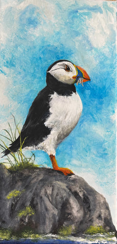 THE HUNGRY PUFFIN ORIGINAL ACRYLIC