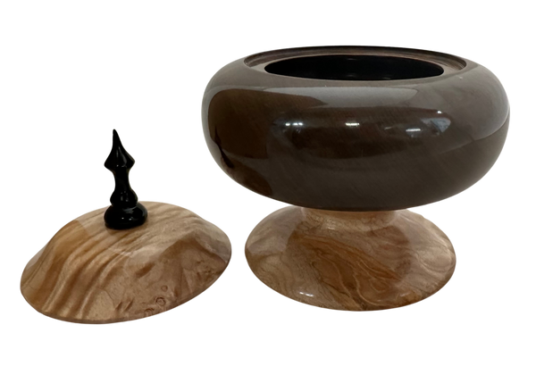 MEDIUM BLACK WALNUT & MAPLE WITH TOP & EBONY FINIAL