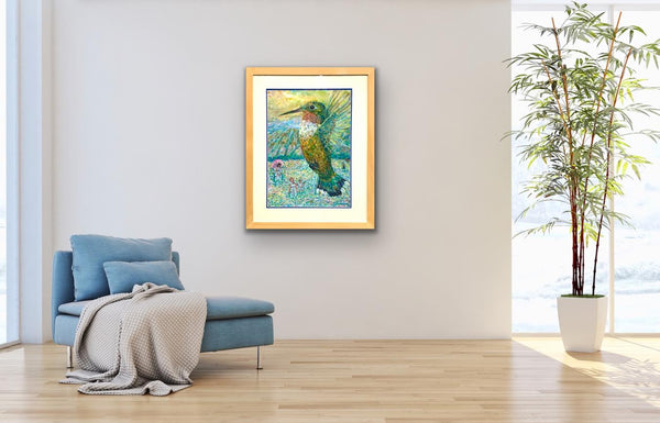 RUFOUS HUMMINGBIRD (BIRD'S EYE VIEW) FRAMED ORIGINAL