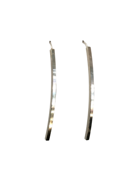 CURVED SILVER BAR EARRINGS 2 3/4" LENGTH