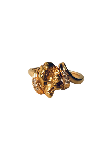 NUGGET AND DIAMOND SWIRL RING