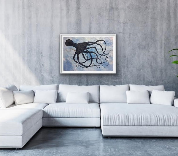 OCTOPUS ON SKY BLUE ORIGINAL GYOTAKU