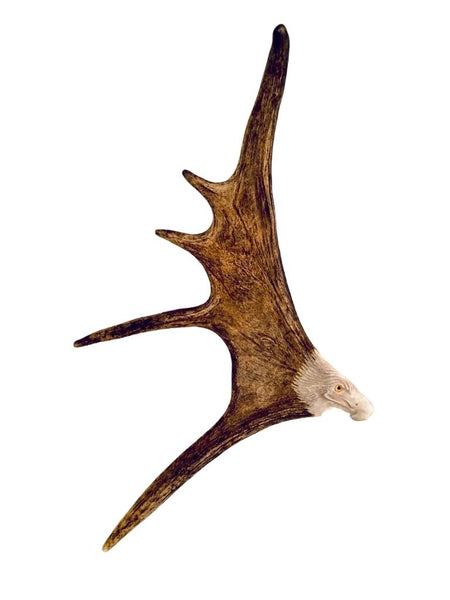 SOARING EAGLE 15" - 18" WALL ANTLER CARVING