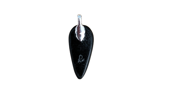 GLASS PENDANT WHITE BLACK SILVER TRIANGLE
