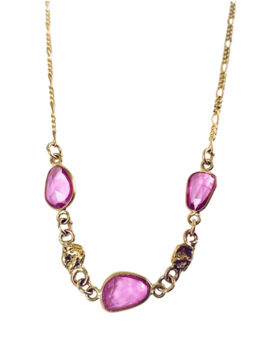 3 PINK SAPPHIRE AND NUGGET NECKLACE