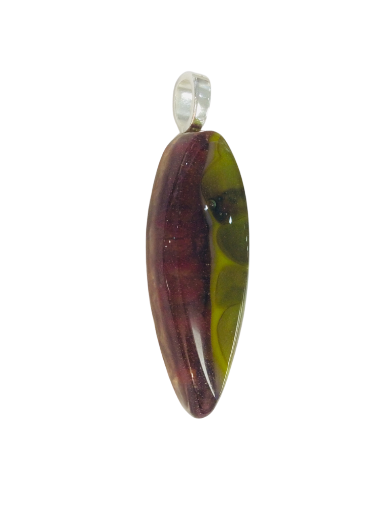 GLASS PENDANT GREEN AND RED TEARDROP