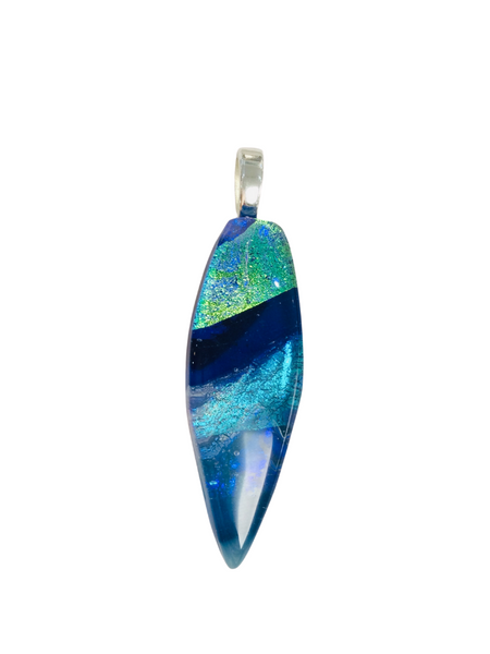 GLASS PENDANT BLUE LAYERED TEARDROP