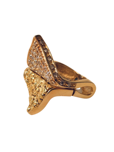 DOUBLE TRIANGLE NUGGET RING W/ DIAMONDS
