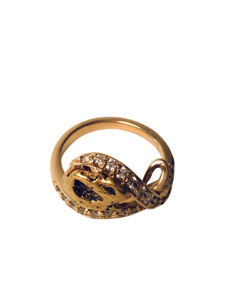 SMOOTH NUGGET RING W/ DIAMONDS
