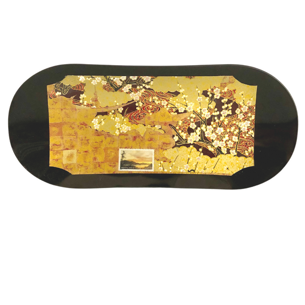 METALLIC CHERRY BLOSSOM WITH FREDERIC EDWIN CHURCH STAMP OVAL PLATE