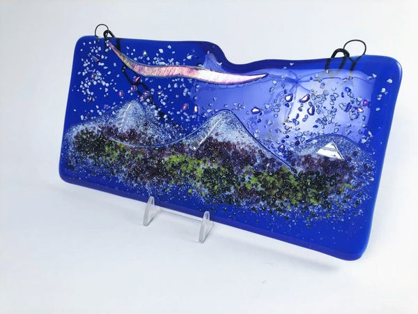 HANGING AURORA FUSED GLASS 5" X 10"