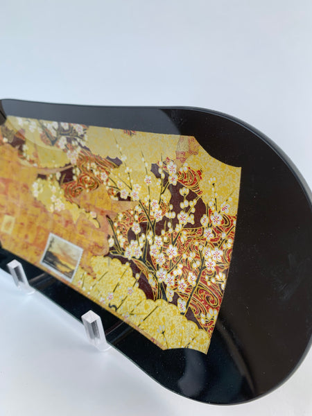 METALLIC CHERRY BLOSSOM WITH FREDERIC EDWIN CHURCH STAMP OVAL PLATE