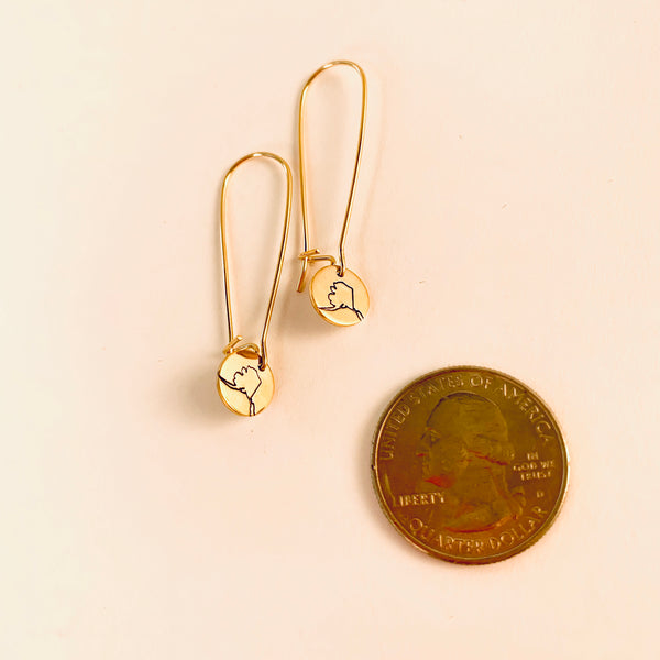 GOLD LITTLE ALASKA EARRING HAND STAMPED