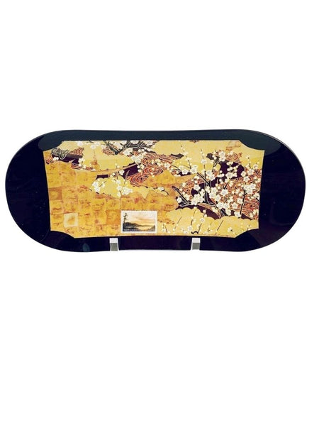 METALLIC CHERRY BLOSSOM WITH FREDERIC EDWIN CHURCH STAMP OVAL PLATE