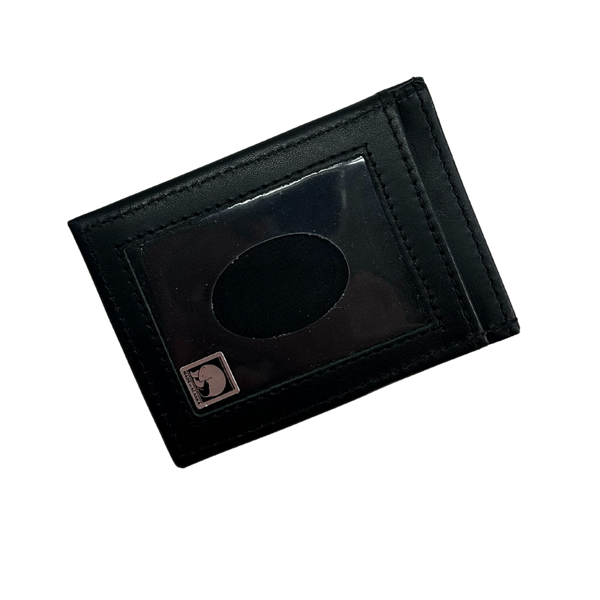 BLACK DELUXE SLIM DESIGN  PHOTO ID WALLET TWO POCKET