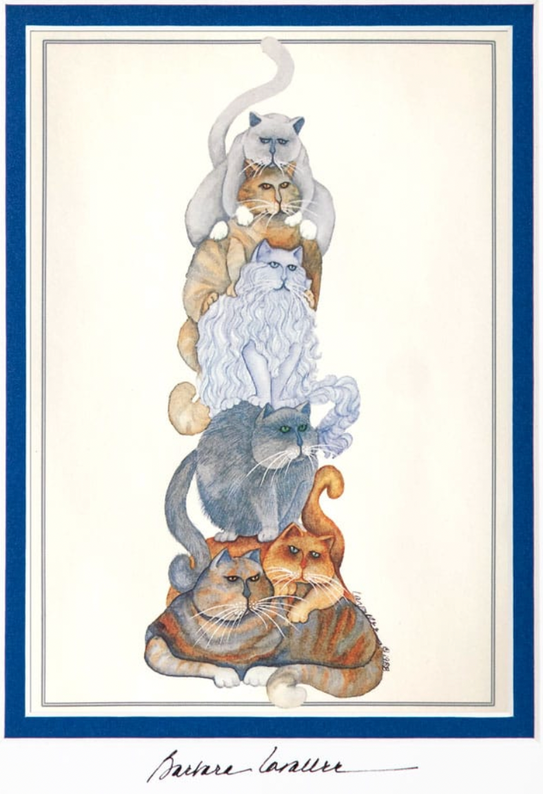 POLE CATS DOUBLE MATTED HAND SIGNED ART CARD
