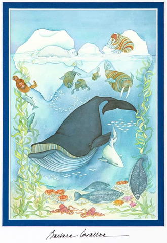UNDERWATER ALASKA DOUBLE MATTED HAND SIGNED ART CARD