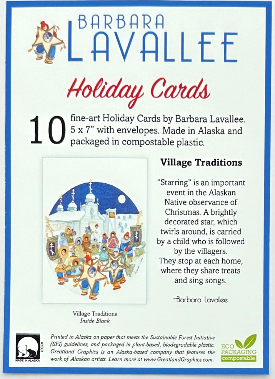 VILLAGE TRADITIONS HOLIDAY ART CARD PACK OF 10