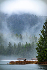 MISTY MORNING LAKE 12X18 PHOTO ON METAL