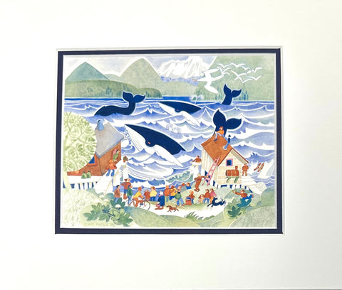 WHALES IN THE INLET MATTED ART CARD