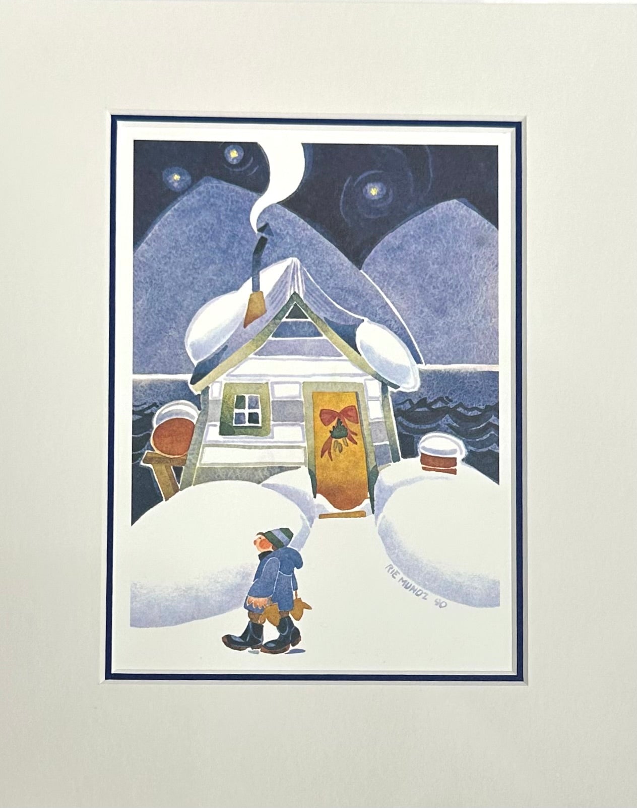 WINTER CABIN MATTED ART CARD