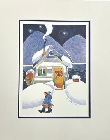WINTER CABIN MATTED ART CARD