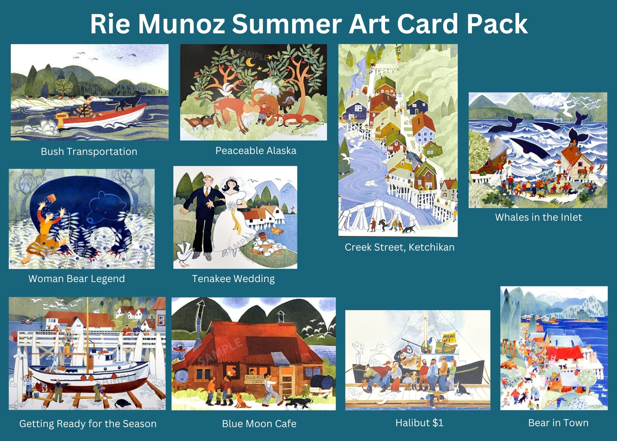 SUMMER ART CARDS 10 PACK RIE MUNOZ