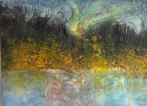 AURORA BOREALIS ORIGINAL COLD WAX AND OIL 9 X 12