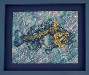 CHINA ROCKFISH FRAMED ORIGINAL ACRYLIC