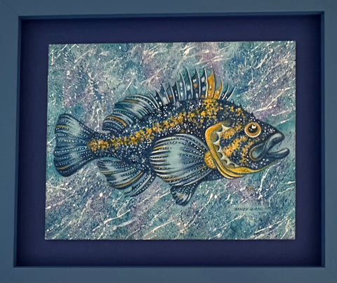 CHINA ROCKFISH FRAMED ORIGINAL ACRYLIC