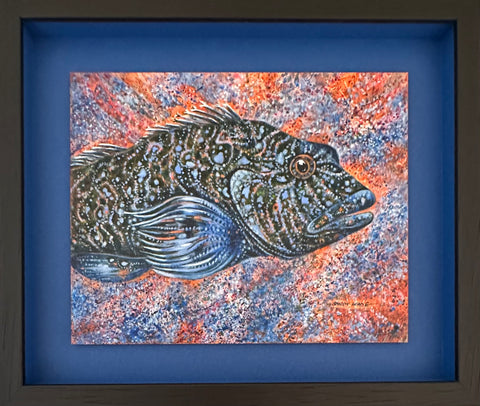 GIANT HAWKFISH FRAMED ORIGINAL ACRYLIC