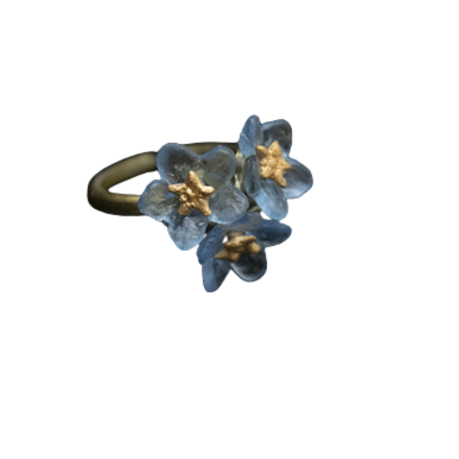 FORGET ME NOT THREE FLOWER ADJUSTABLE RING