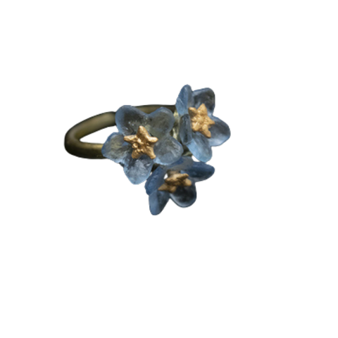 FORGET ME NOT THREE FLOWER ADJUSTABLE RING