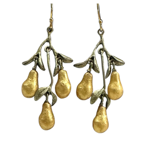 GOLDEN PEAR THREE DROP WIRE EARRINGS