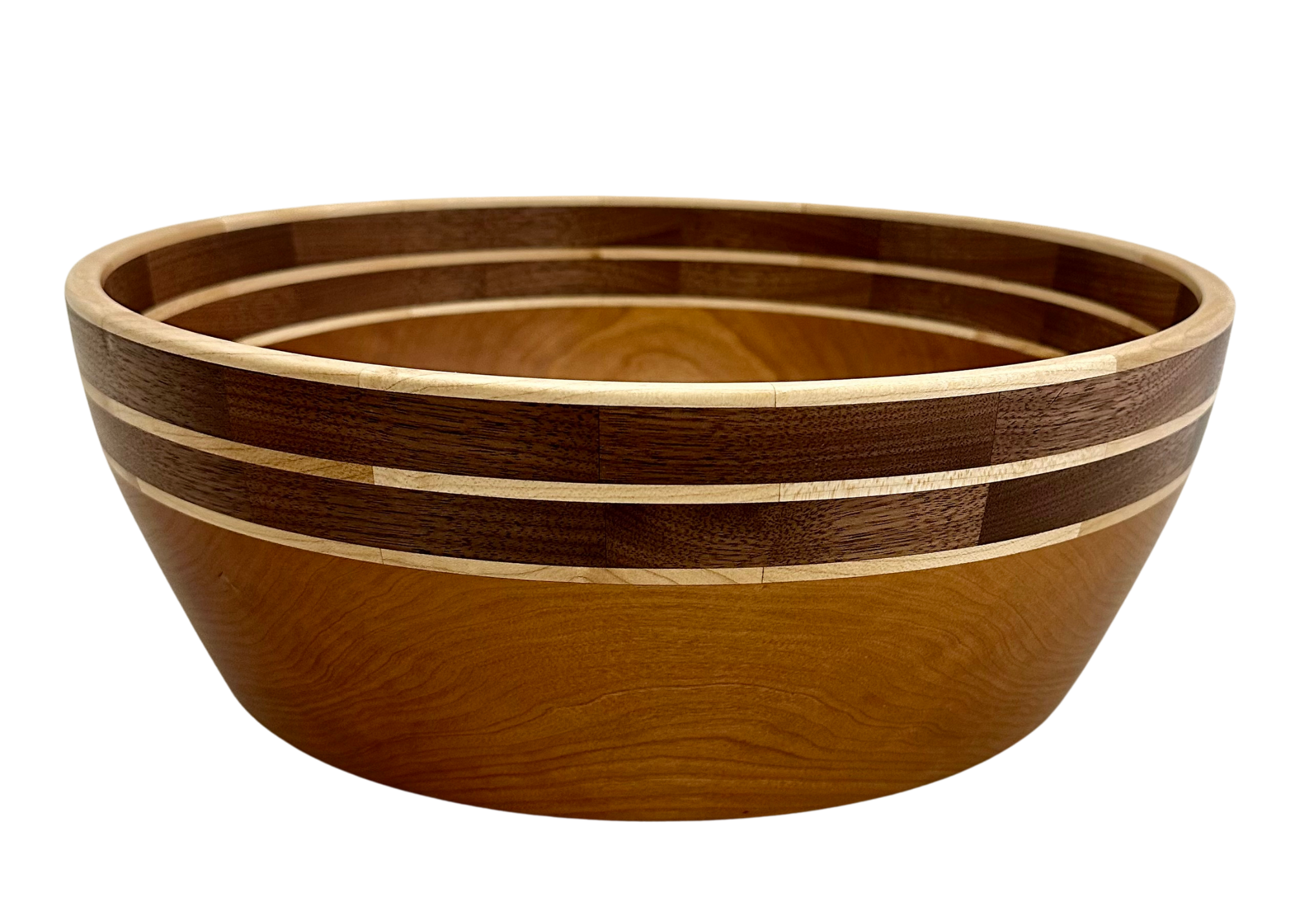 EXTRA LARGE MAPLE WALNUT AND CHERRY BOWL SEGMENTED