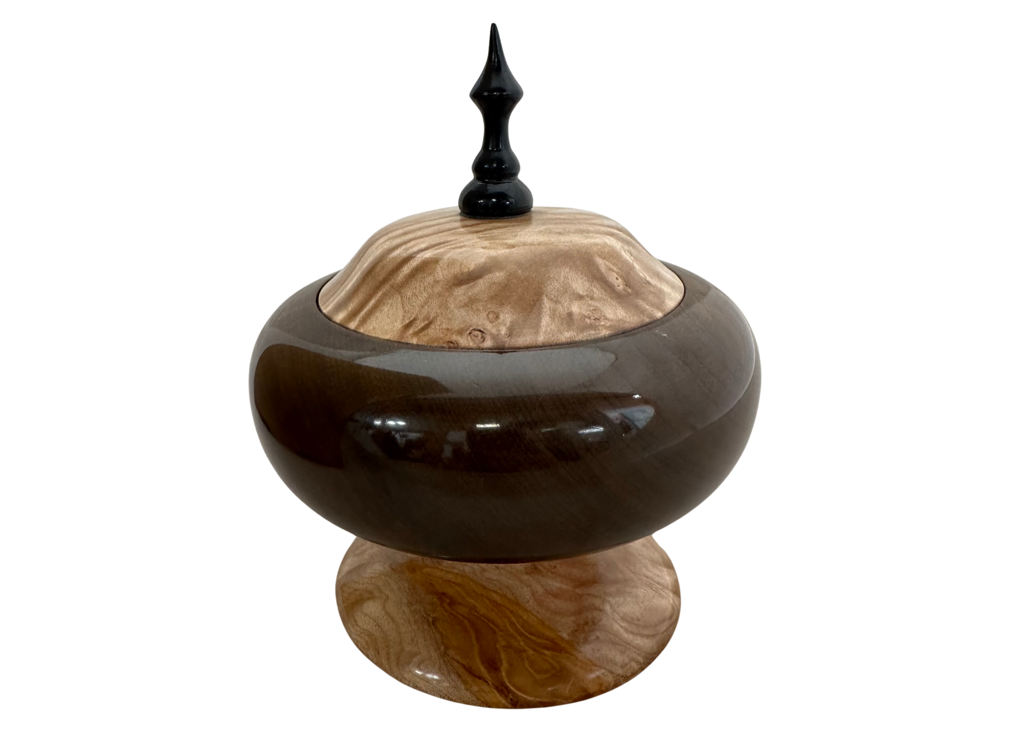 MEDIUM BLACK WALNUT & MAPLE WITH TOP & EBONY FINIAL