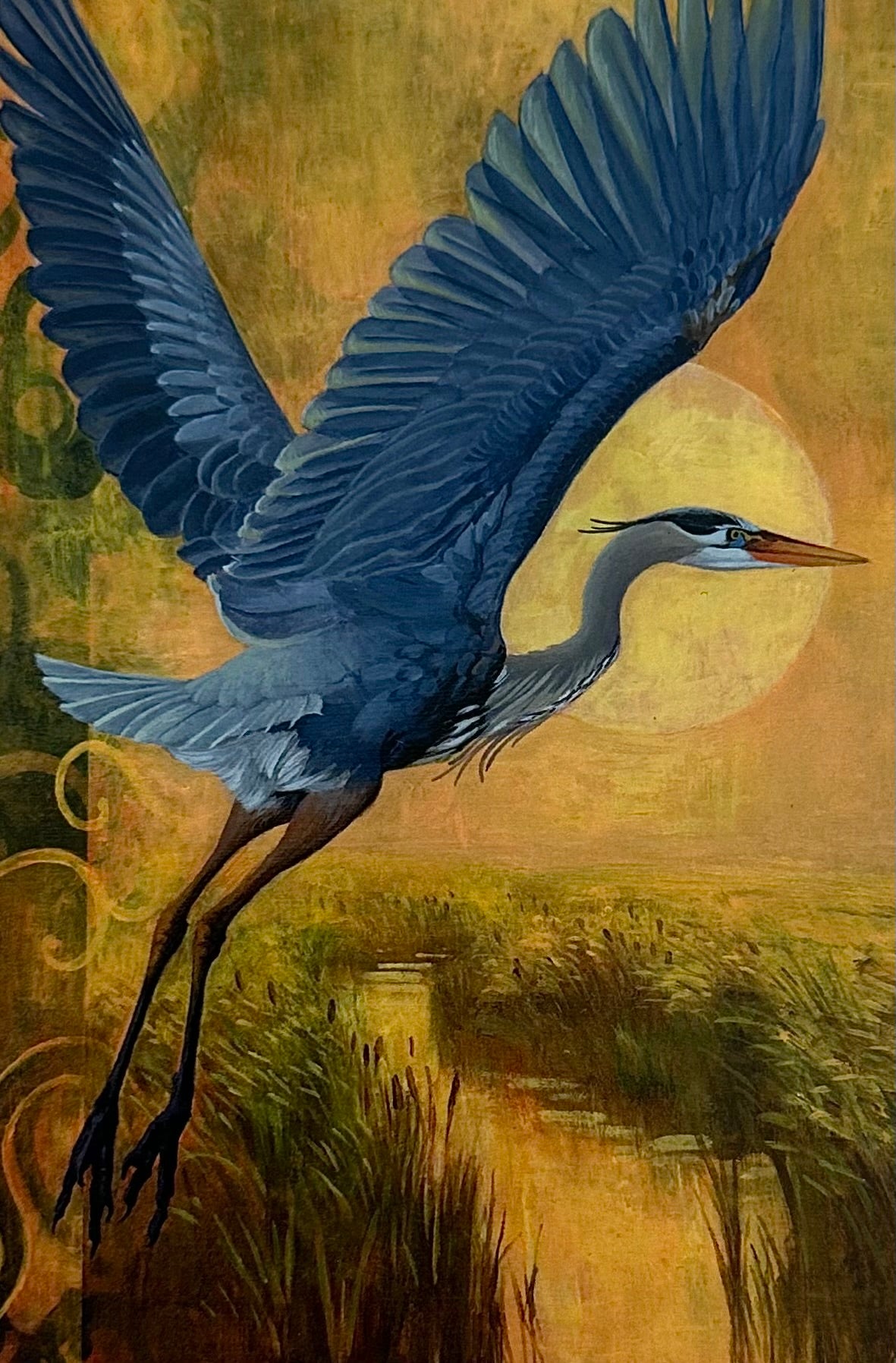 GREAT BLUE HERON 3.5X5.25 BLOCK