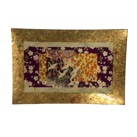 PLATE WITH CRANES 12" x 8"