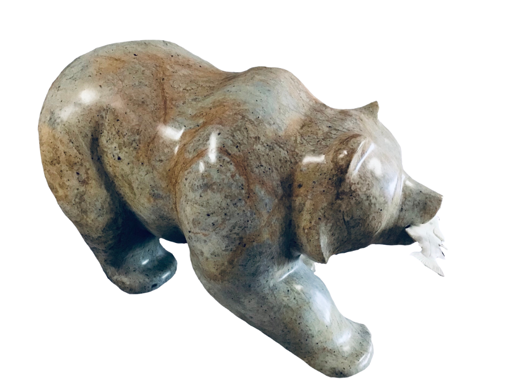 BEAR WALKING WITH FISH 22 INCH