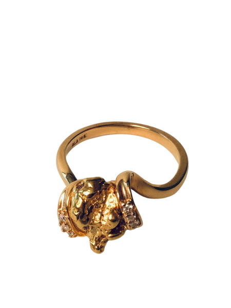 NUGGET AND DIAMOND SWIRL RING