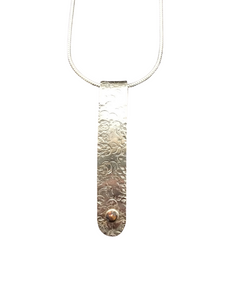 TEXTURED SCROLL PENDANT WITH GOLD ACCENT
