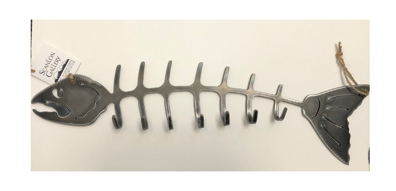 SALMON FISH BONE METAL KEY HOLDER