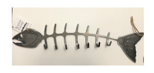 SALMON FISH BONE METAL KEY HOLDER