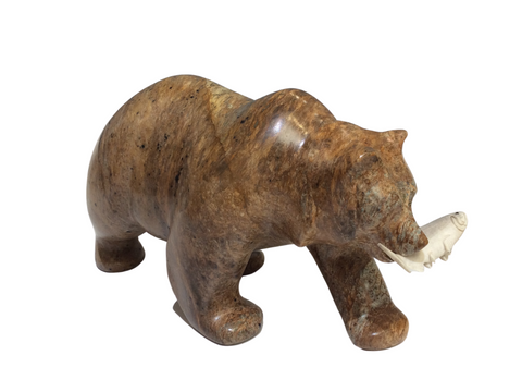BEAR WALKING WITH FISH 10"