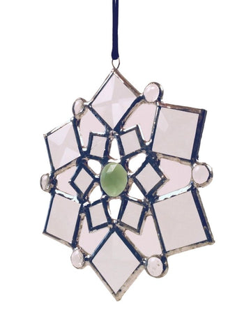 SMALL BEVELED SNOWFLAKE GREEN CENTER