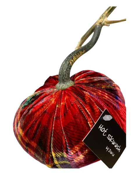 HOLIDAY PLAID VELVET PUMPKIN 5"