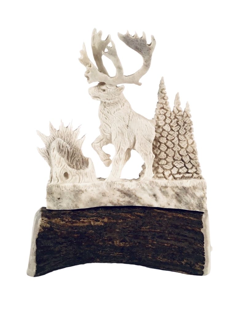 CARIBOU STANDING SMALL ANTLER CARVING