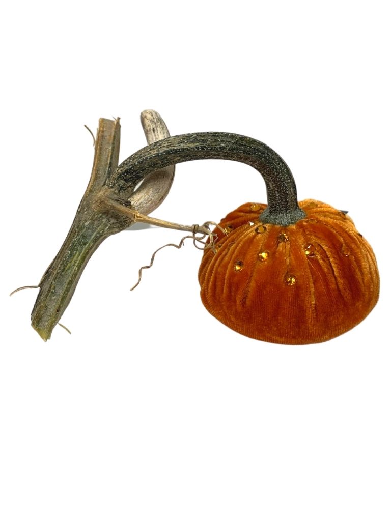 PERSIMMON VELVET PUMPKIN WITH SWAROVSKI CRYSTALS 3"