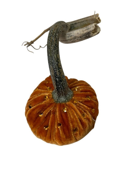 PERSIMMON VELVET PUMPKIN WITH SWAROVSKI CRYSTALS 3"