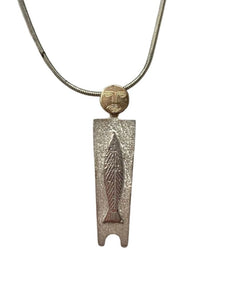 SILVER FISH MAN NECKLACE WITH GOLD FACE